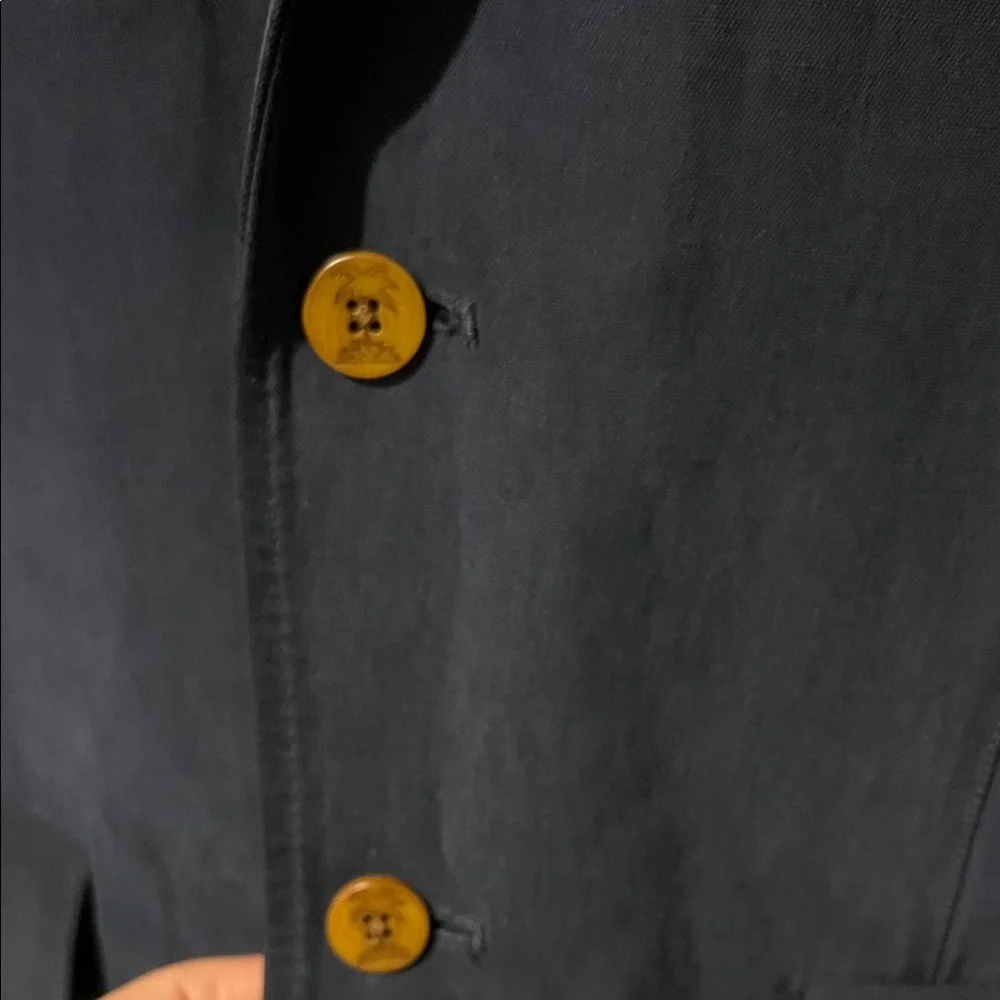 Tommy Bahama Silk and Linen Navy Sport Coat Blazer - Classic Two-Button Sz L